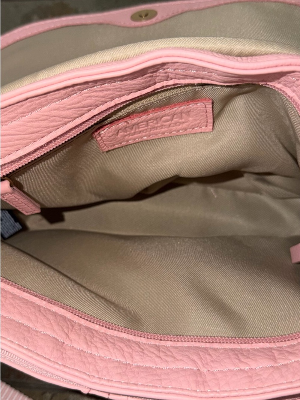 American Leather Co. NWOT Marino Blush Pink Leather Flap Crossbody Bag - Picture 6 of 9